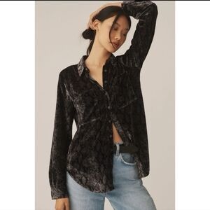 Anthropologie Pilcro Hadley Velvet Relaxed Button down Shirt
